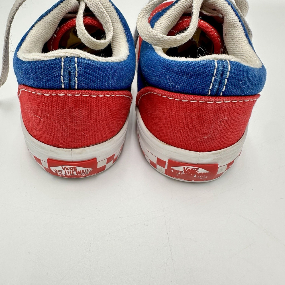 Vans Off The Wall Red Blue Canvas Skateboard Sneakers Toddler Size 8 Lace Ups - Picture 4 of 8